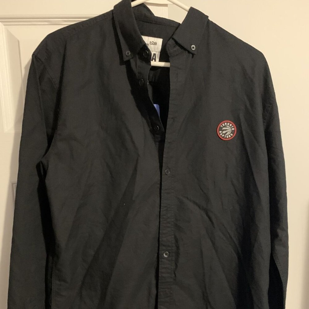 Toronto Raptors NBA Frank+Oak Black Button Down Long Sleeve Shirt Size M